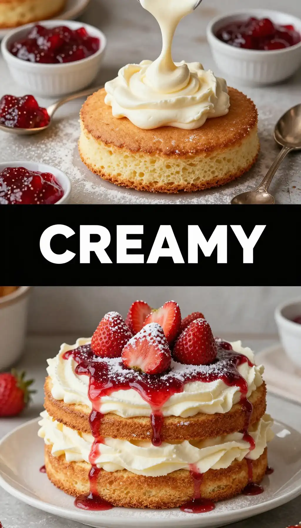 Clotted Cream and Strawberry Jam Cake pinterest pin