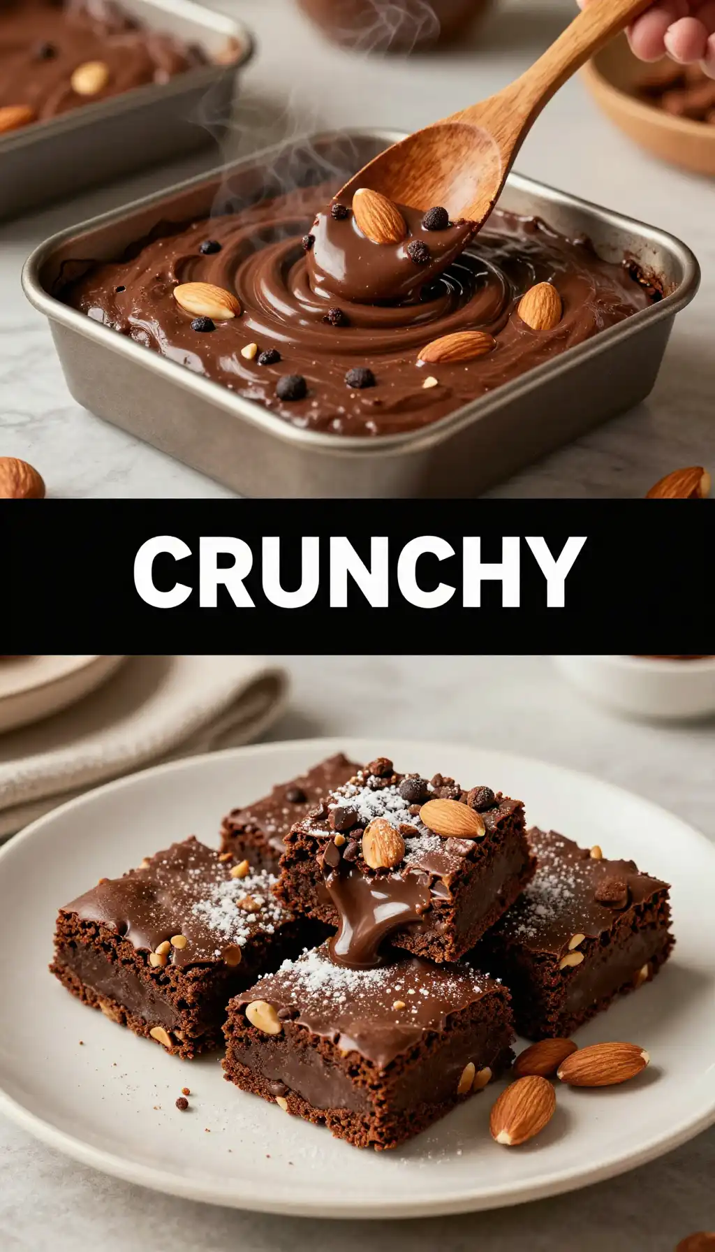 Cocoa Nib And Almond Crunch Brownies pinterest pin