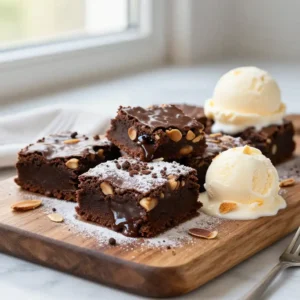 Decadent Cocoa Nib Almond Crunch Brownies Recipe