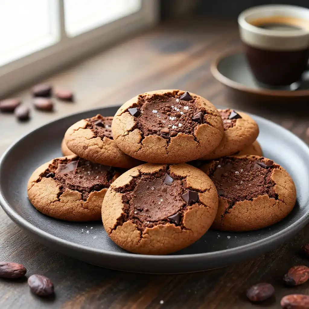 Cocoa Nib and Espresso Cookies plated dish