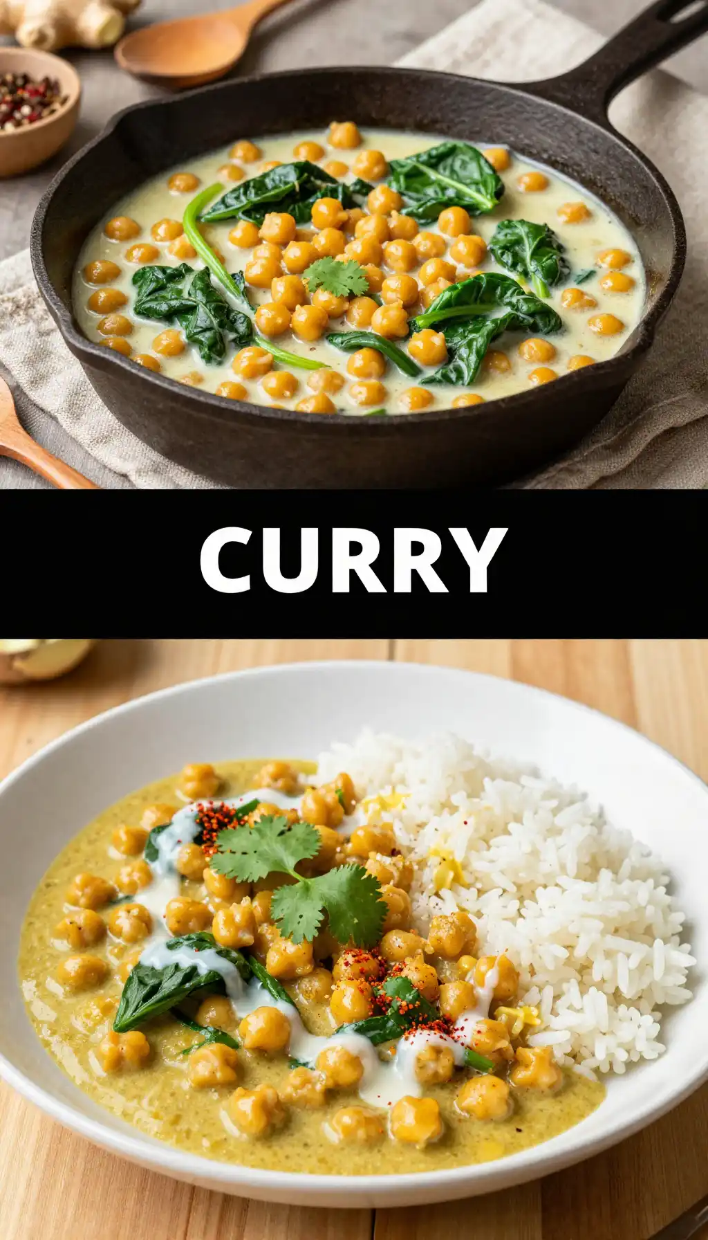 Coconut Chickpea Curry with Fresh Spinach