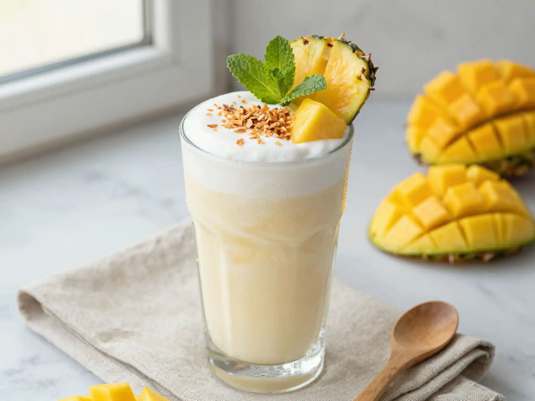 Coconut Cream Smoothie for Dairy-Free Dessert plated dish