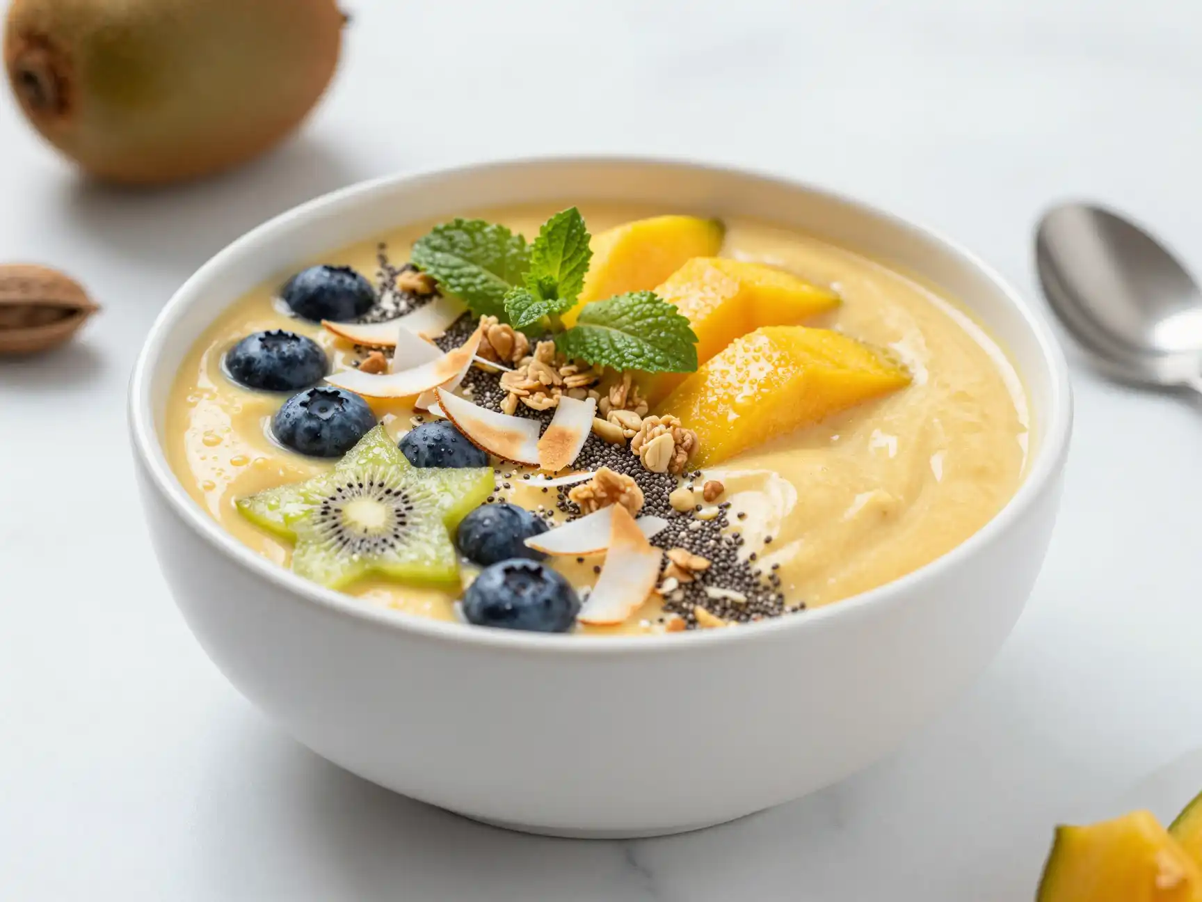 Coconut Turmeric Smoothie Bowl for Anti-Inflammatory plated dish