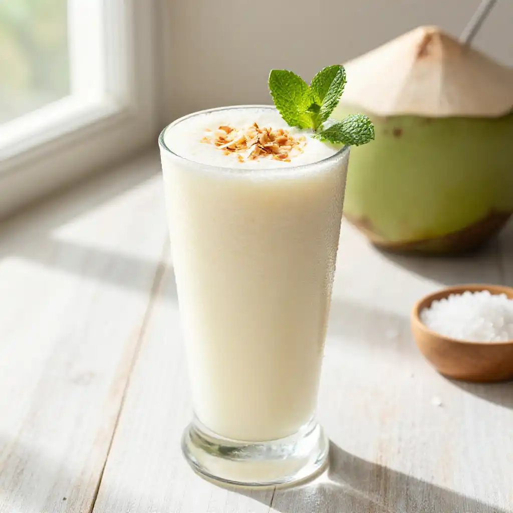 Coconut Water Electrolyte Smoothie for Hydration plated dish