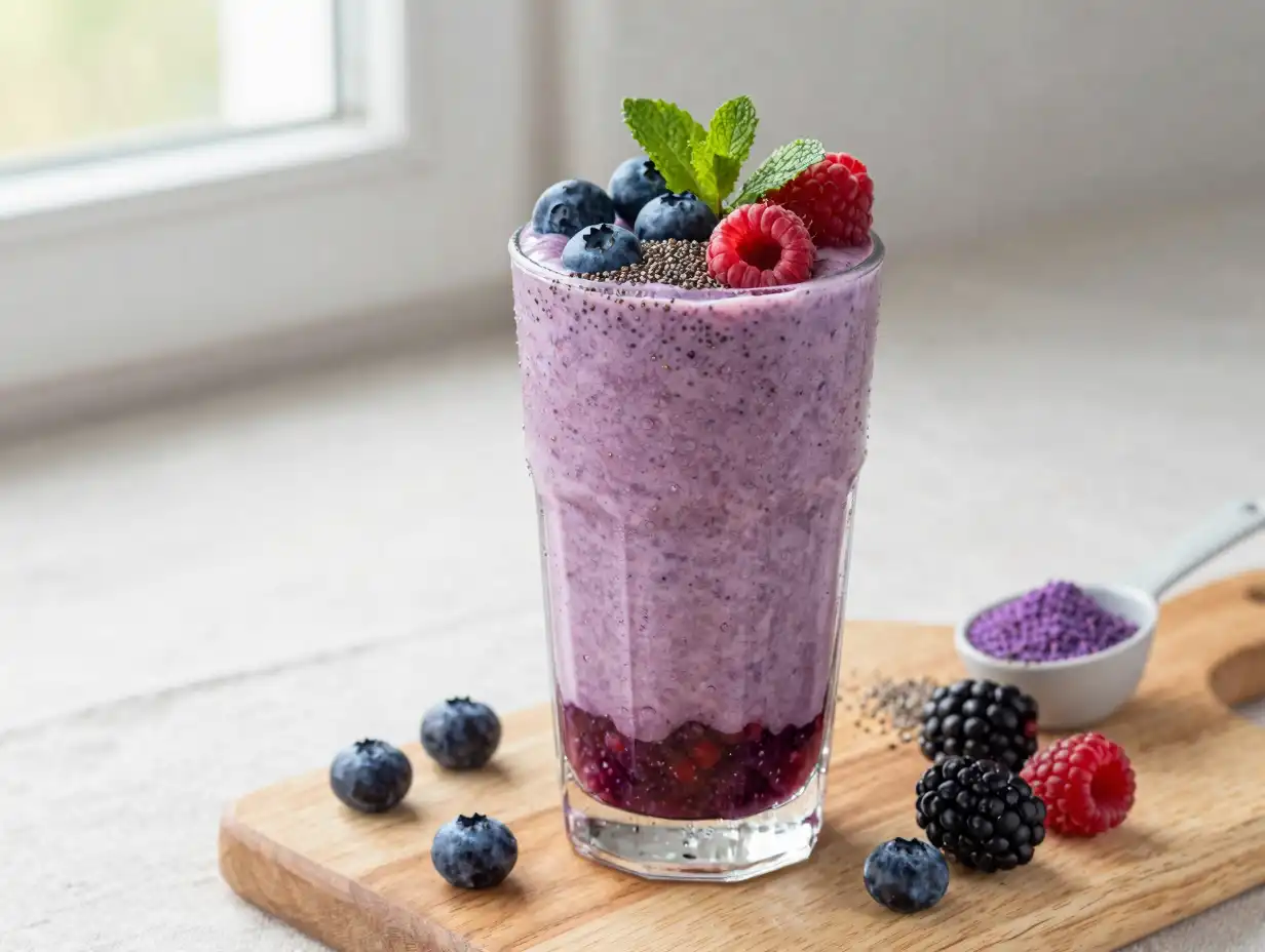 Collagen Berry Smoothie for Anti-Aging plated dish