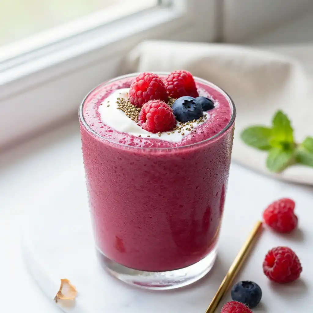 Collagen Berry Smoothie for Youthful Appearance plated dish