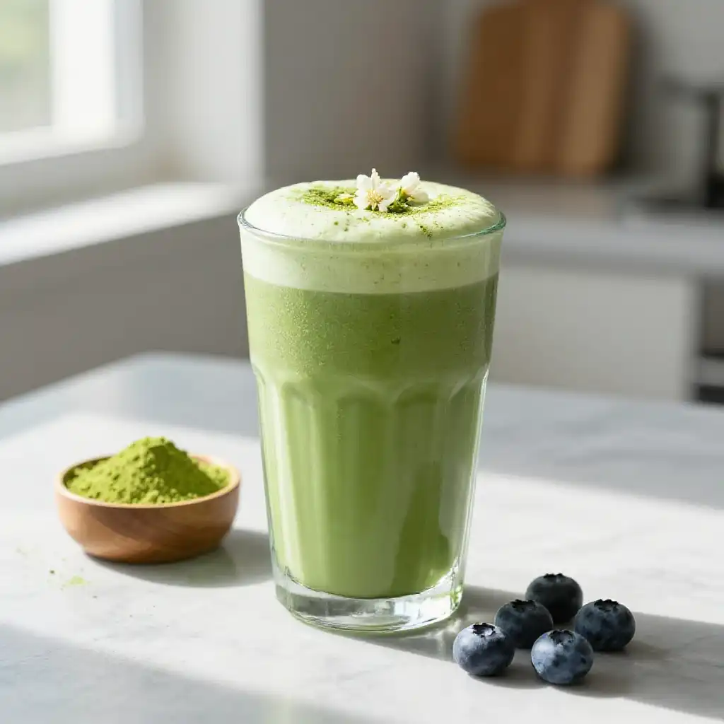 Collagen Matcha Smoothie for Skin and Focus plated dish