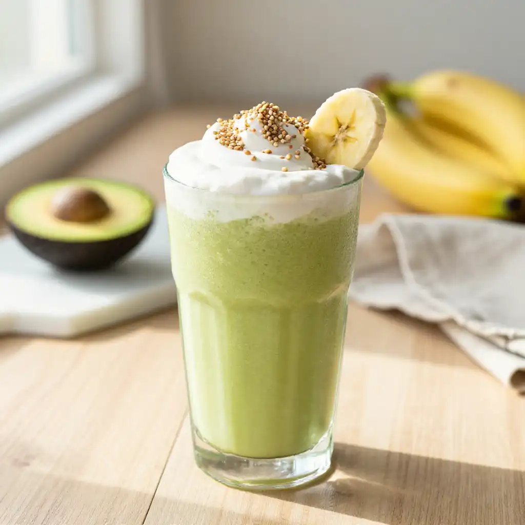 Creamy Avocado Banana Smoothie for Gut Health and Weight Loss plated dish