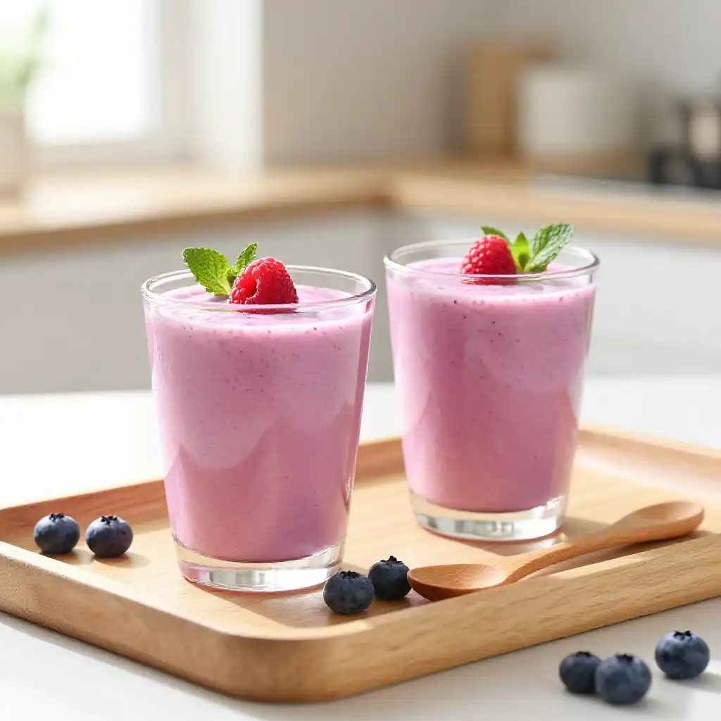 Creamy Berry Smoothie for Toddlers Breakfast plated dish