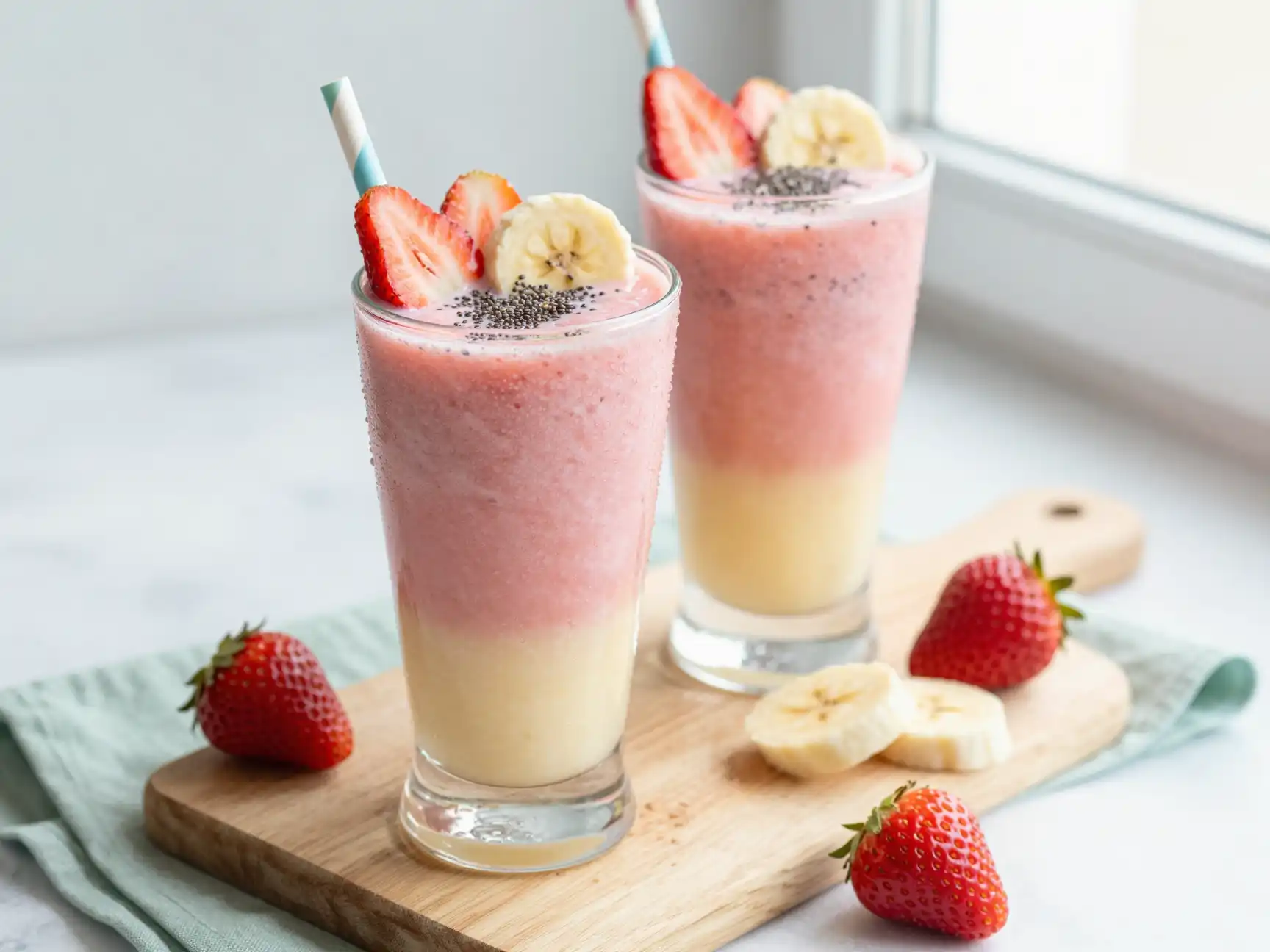 Creamy Strawberry Banana Smoothie for Kids plated dish