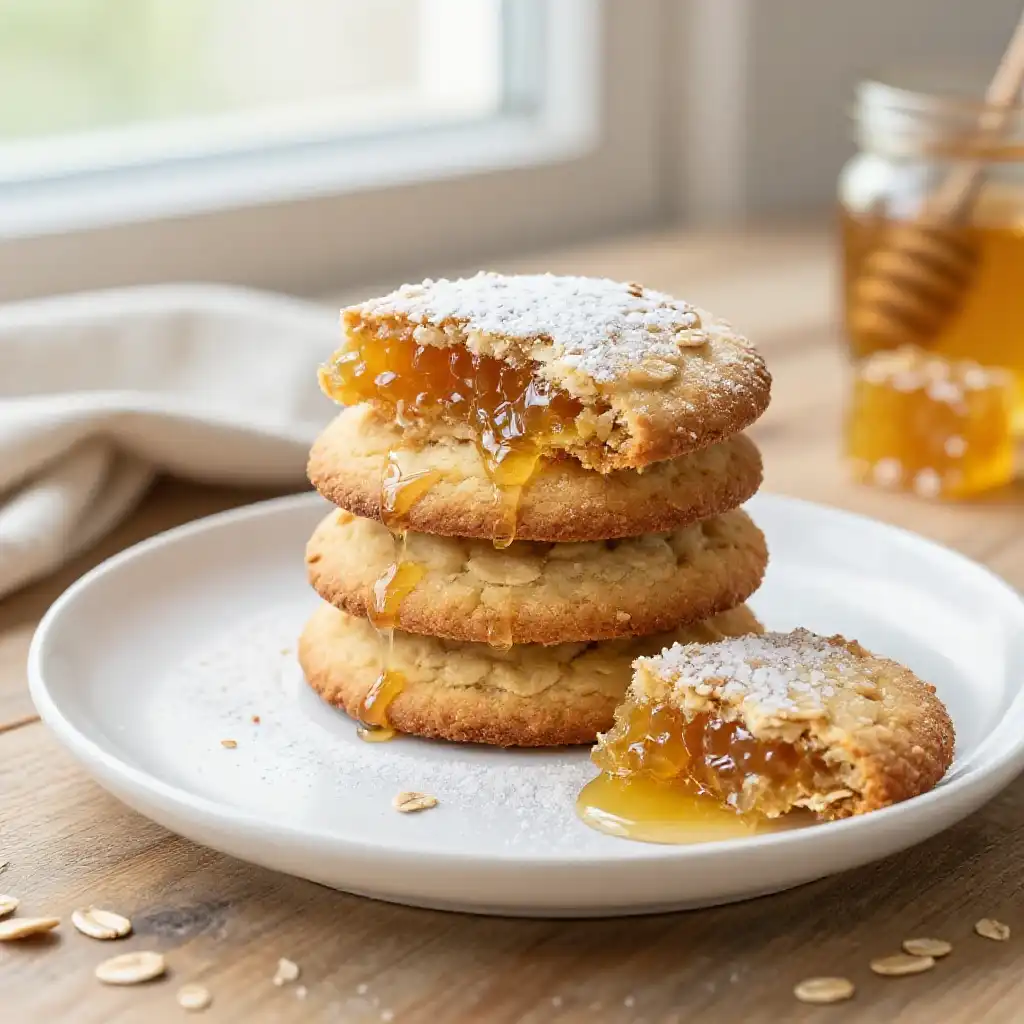 Crispy Honeycomb And Oat Cookies plated dish