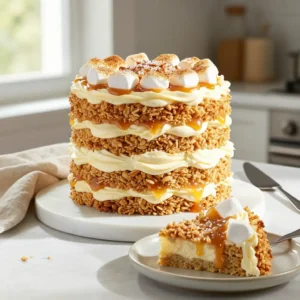 No-Bake Crispy Rice Marshmallow Dessert Bars Easy Recipe