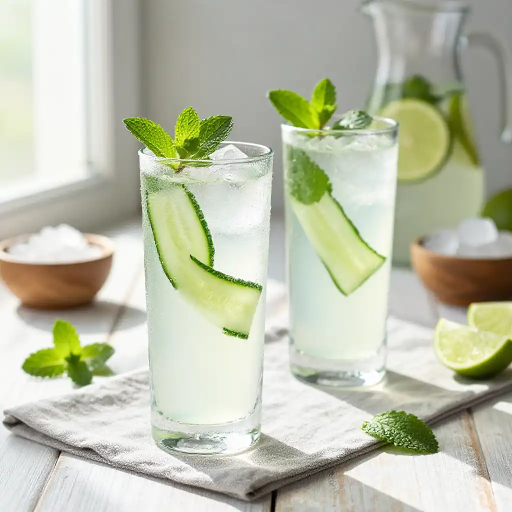Cucumber Mint Cooler for Summer Refreshment plated dish