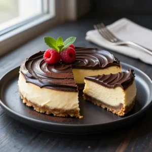 Decadent Dark Chocolate Ganache Swirl Cheesecake