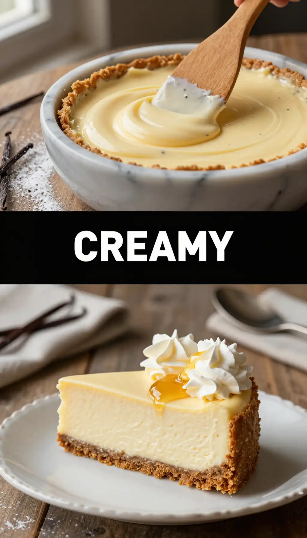 Double Cream and Vanilla Cheesecake pinterest pin