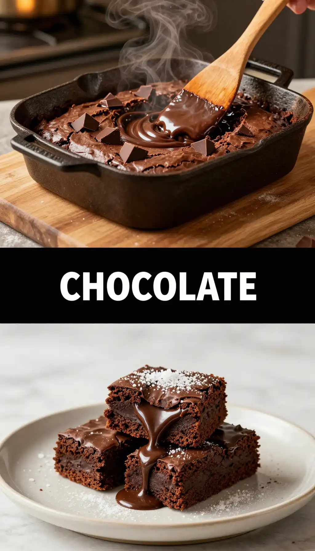 Double Dark Chocolate Chunk Brownies pinterest pin