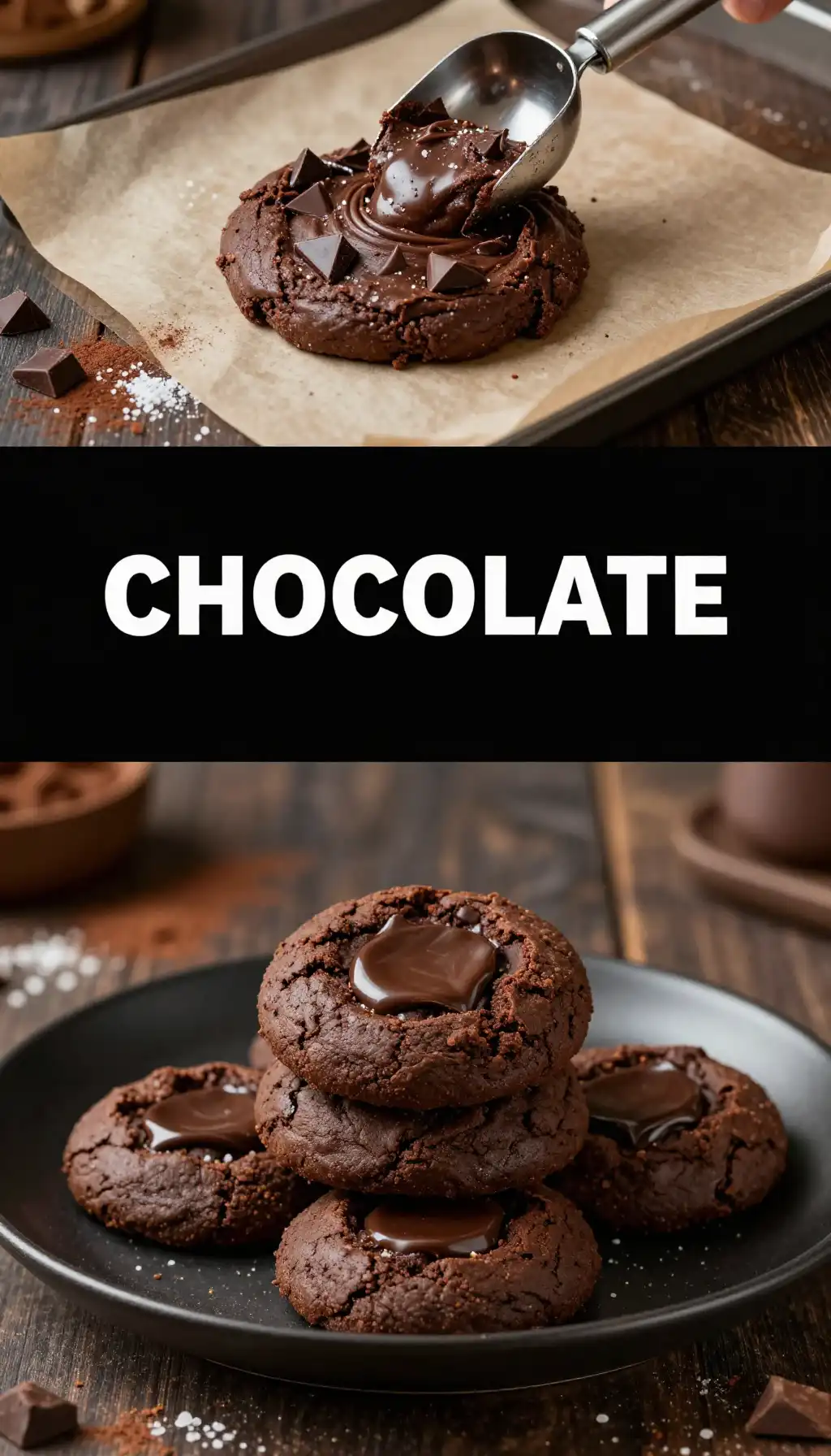 Double Dark Chocolate Chunk Cookies