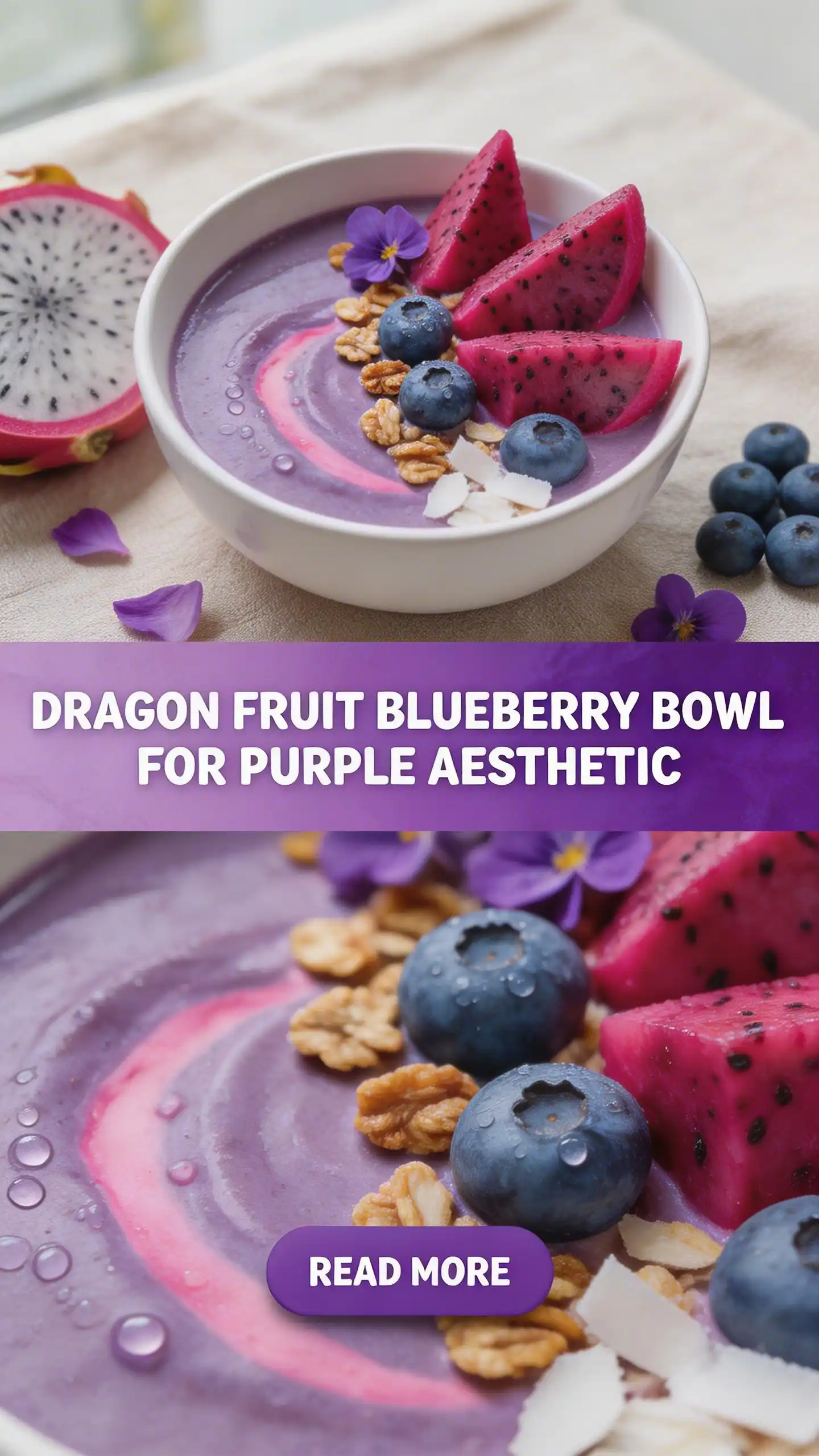 Dragon Fruit Blueberry Bowl for Purple Aesthetic