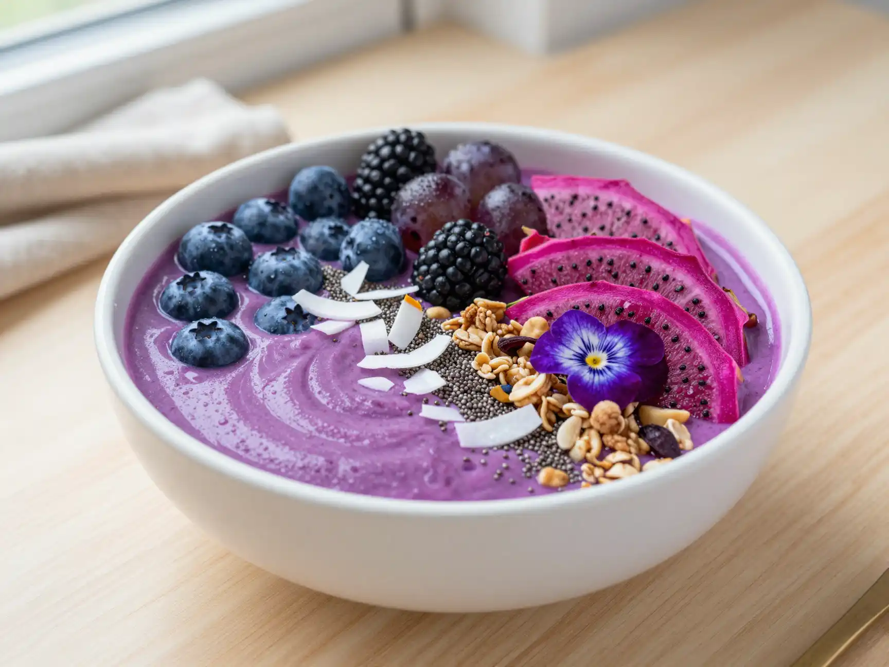 Dragon Fruit Blueberry Bowl plated dish