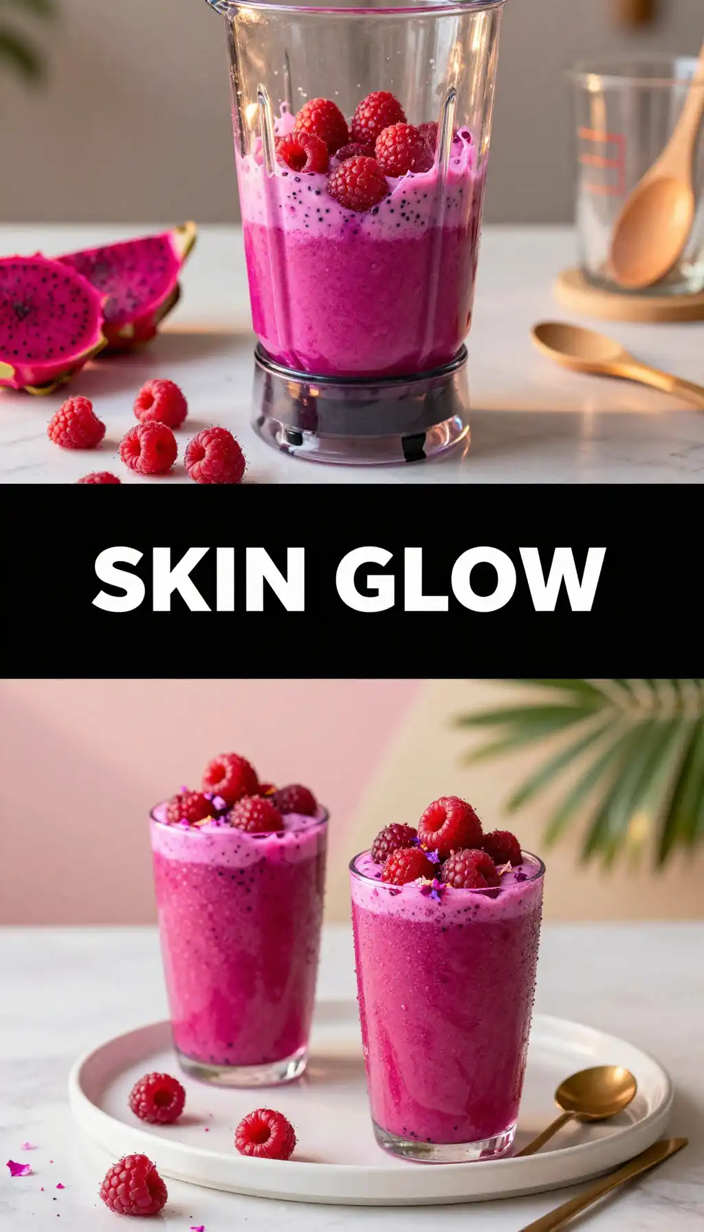 Dragon Fruit Raspberry Smoothie for Pink Glow