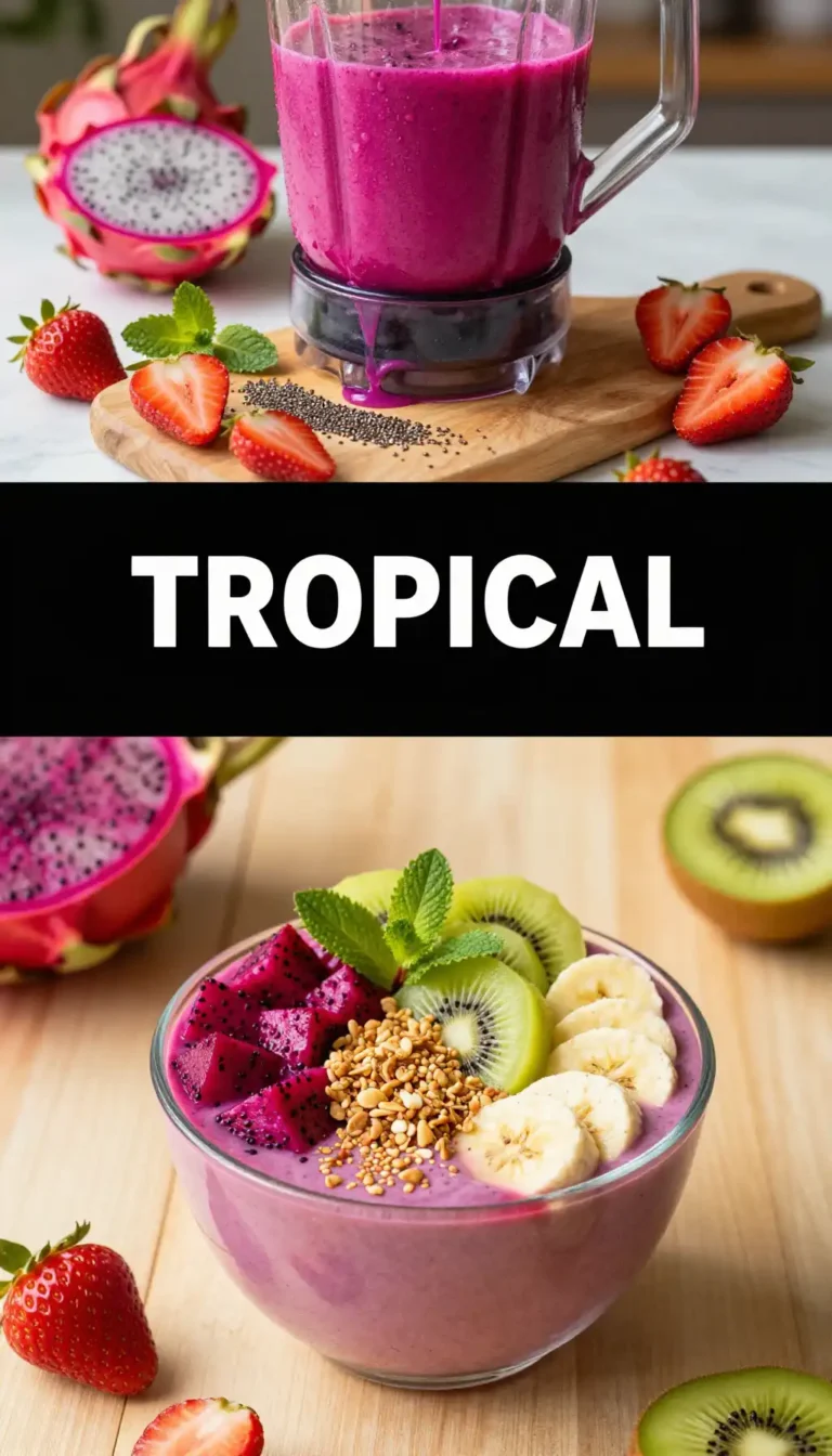 Dragon Fruit Strawberry Smoothie Bowl