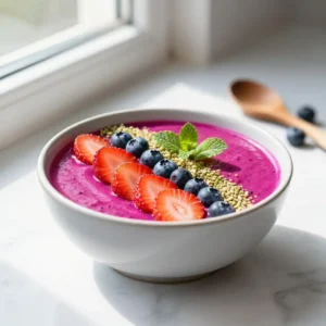 Vibrant Dragon Fruit Strawberry Smoothie Bowl