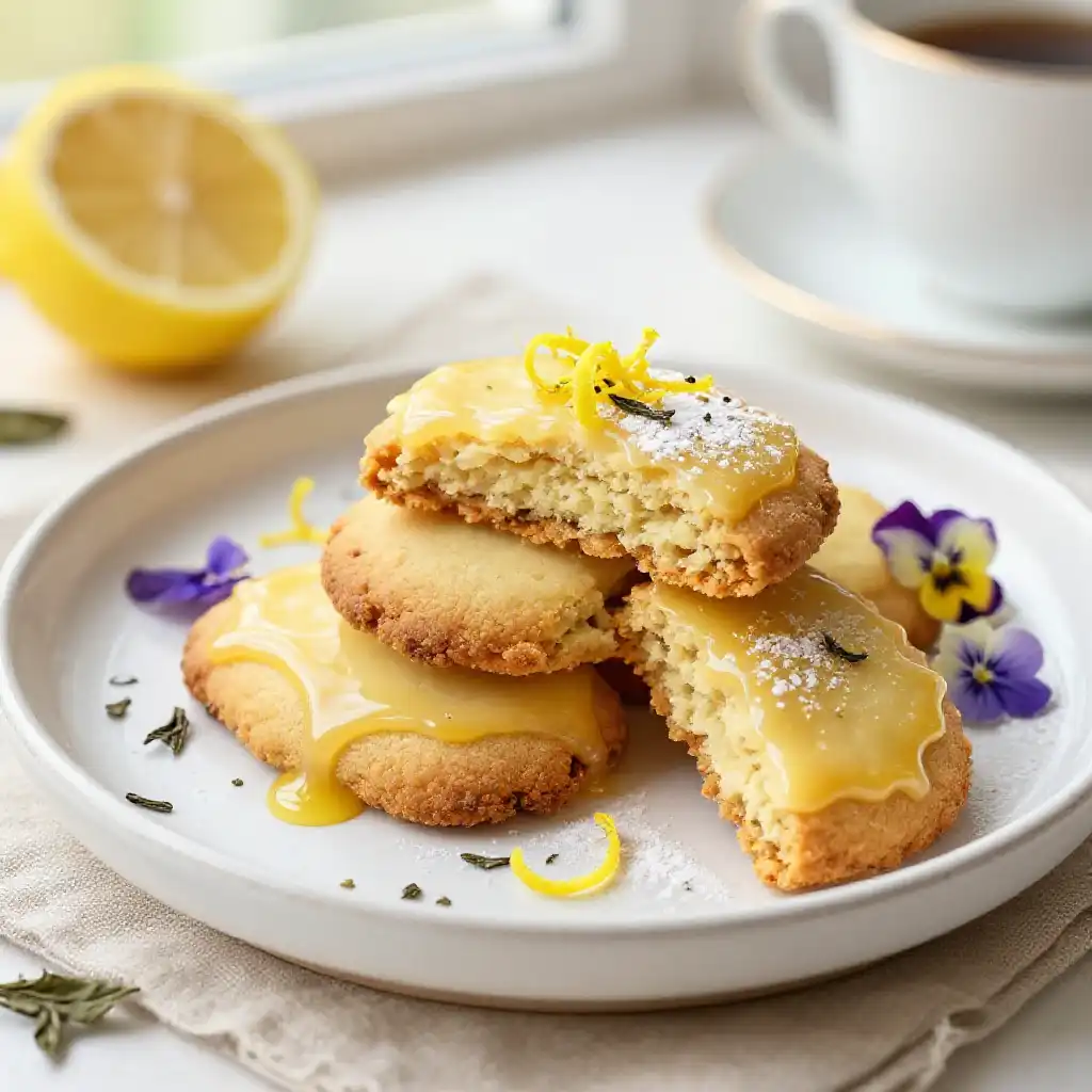 Earl Grey Shortbread With Lemon Glaze plated dish