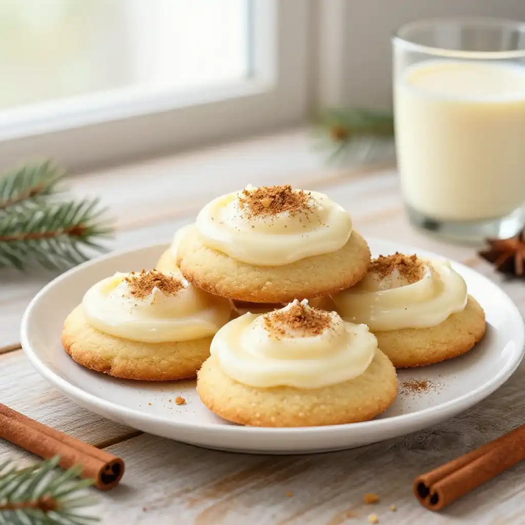 Eggnog Frosted Sugar Cookies plated dish