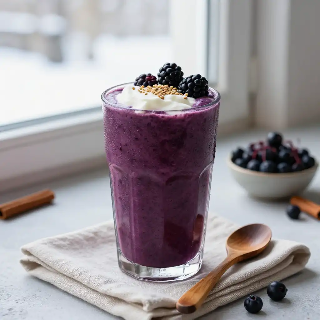 Elderberry Immune Boost Smoothie for Winter Wellness plated dish
