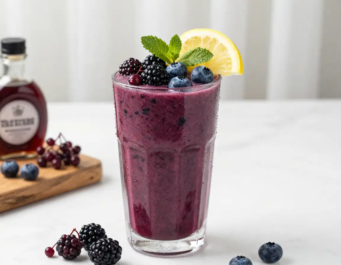 Elderberry Syrup Smoothie for Cold Prevention plated dish