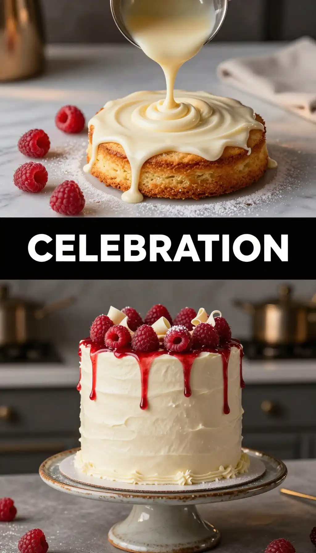 Elegant White Chocolate And Raspberry Cake