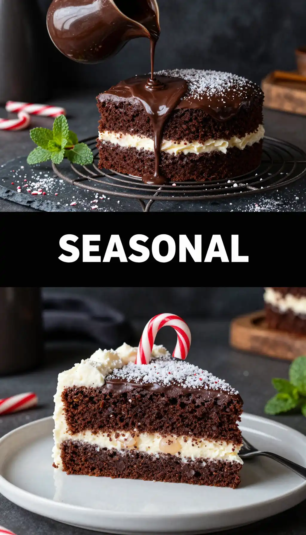Festive Peppermint And Dark Chocolate Cake