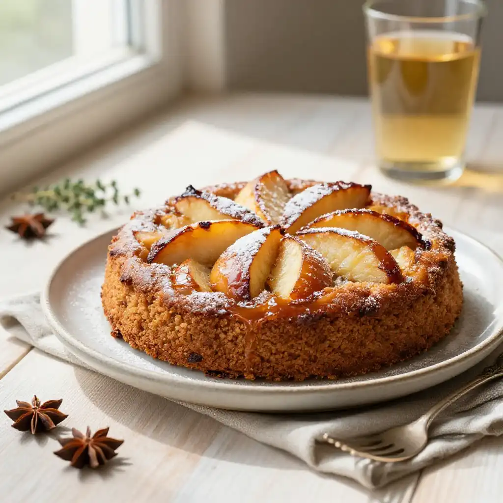 Five-Spice And Roasted Apple Cake plated dish