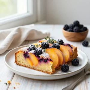Rustic Peach Blackberry Thyme Cake Recipe