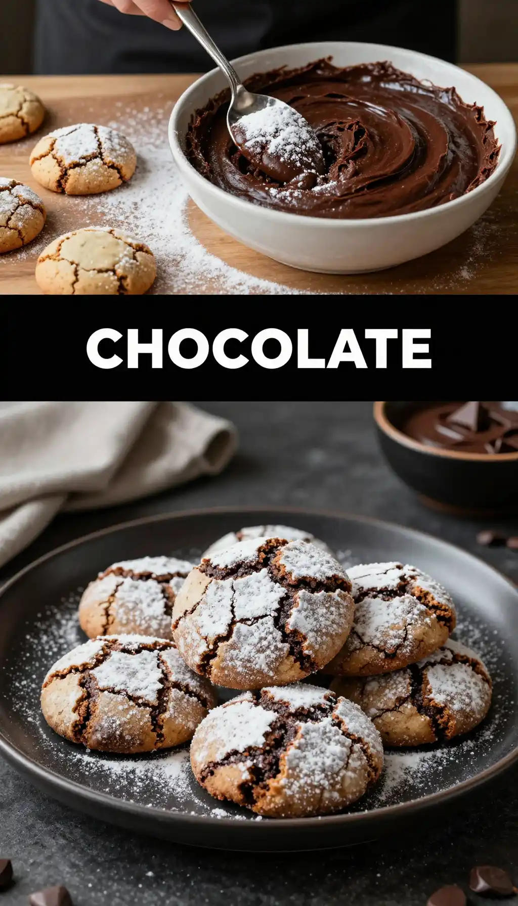 Fudgy Chocolate Crinkle Cookies