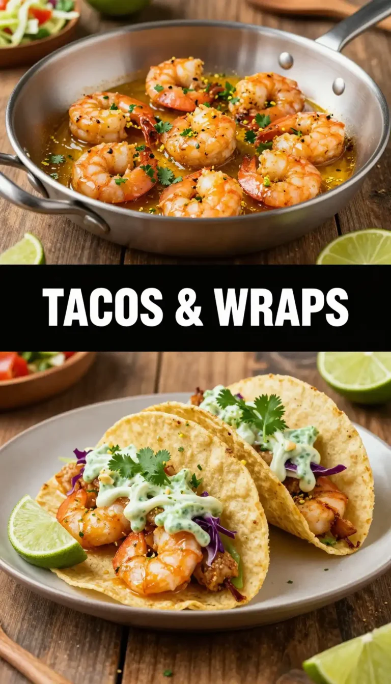 Garlic Butter Shrimp Tacos with Cabbage Slaw