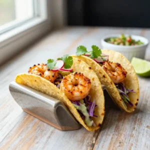 Garlic Butter Shrimp Tacos with Creamy Lime Slaw