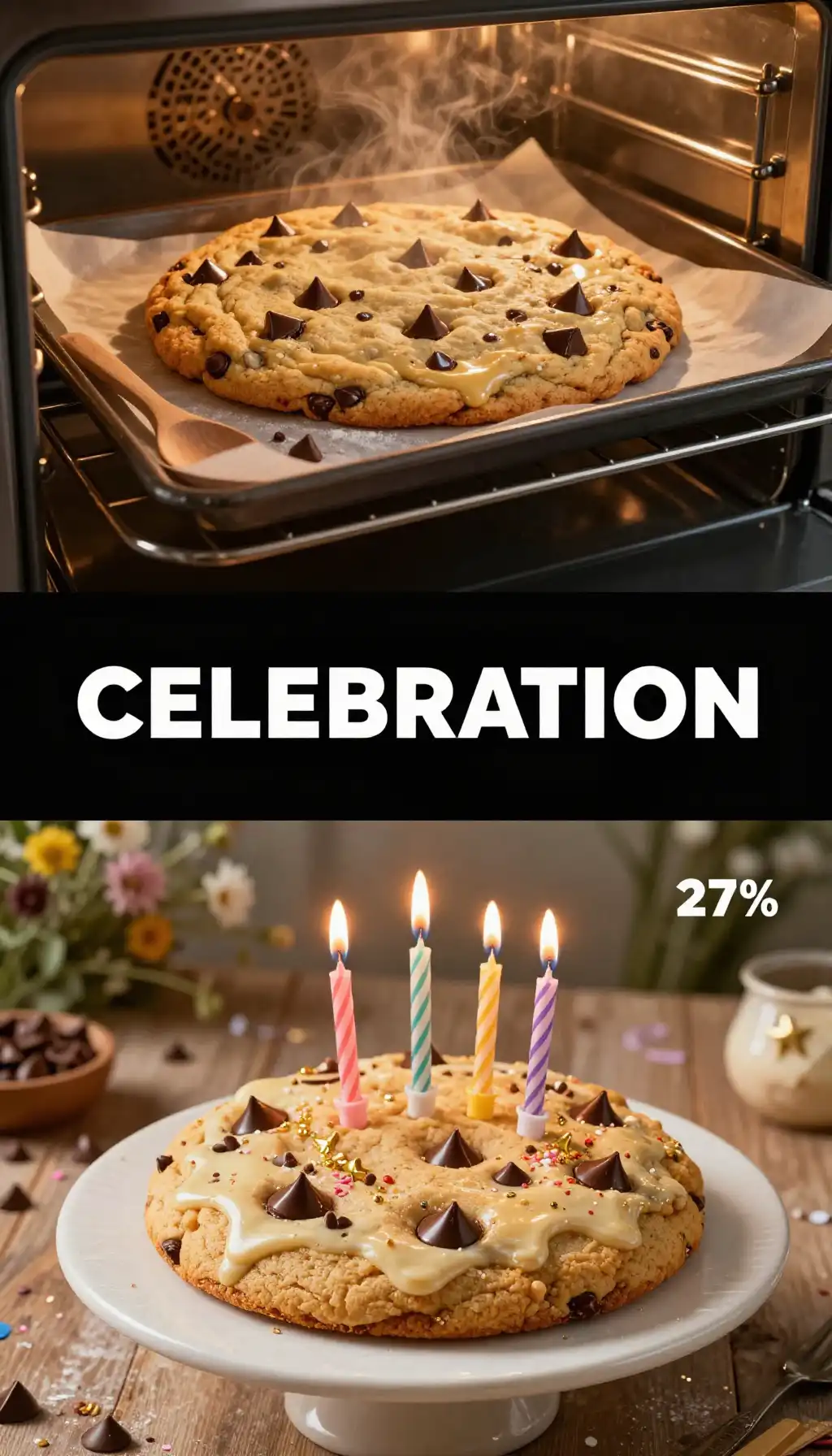 Giant Birthday Chocolate Chip Cookie pinterest pin