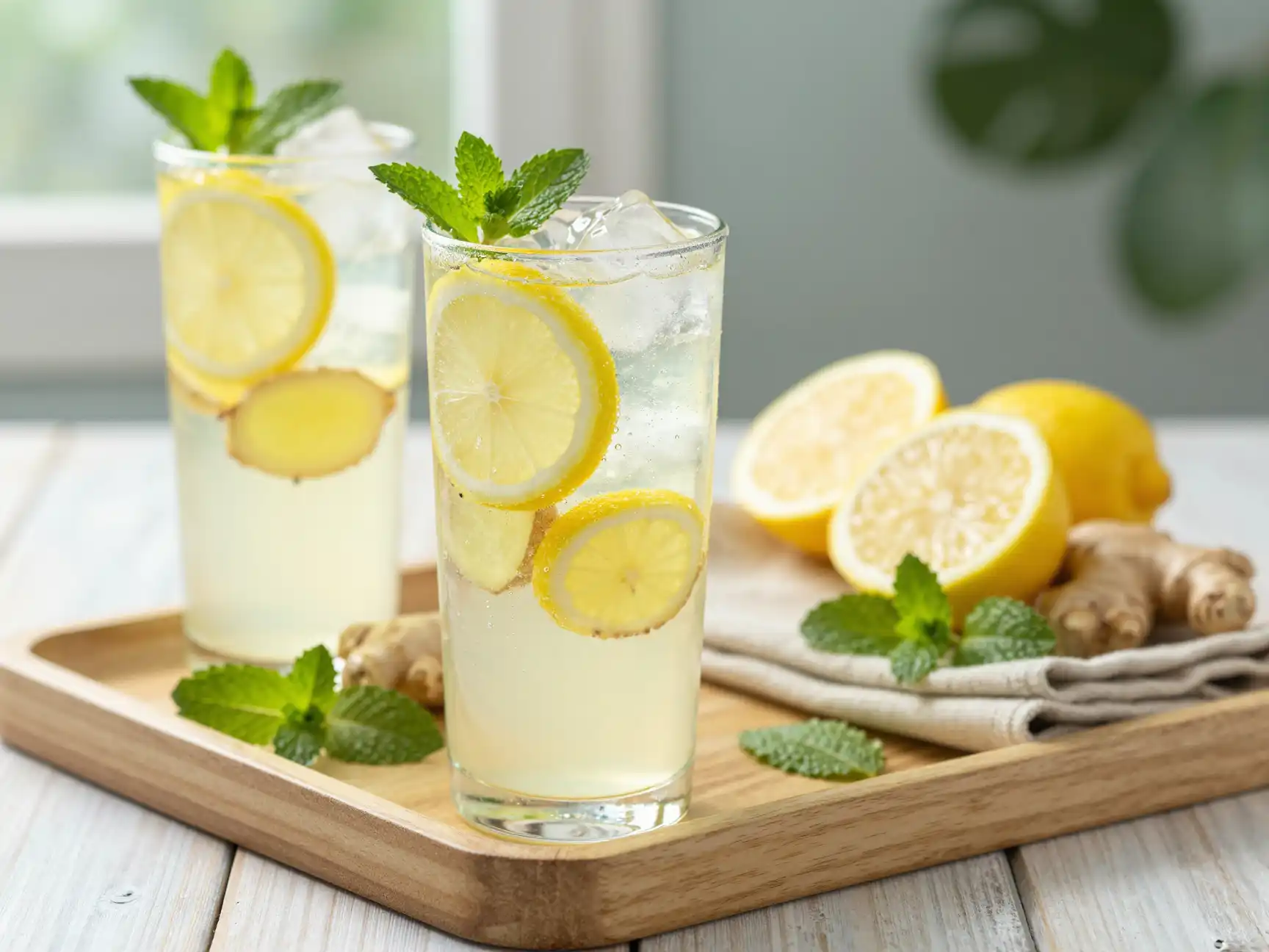 Ginger Lemonade for Summer Digestion plated dish