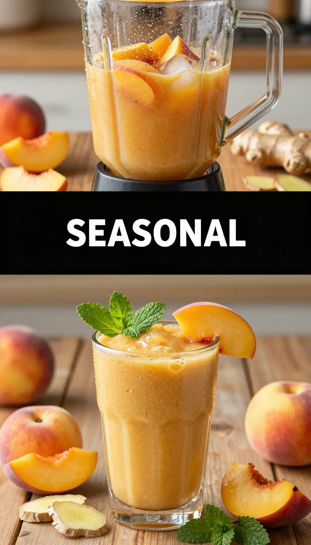 Ginger Peach Iced Tea Smoothie for Summer