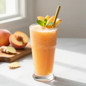 Ginger Peach Iced Tea Smoothie | Summer Hydration