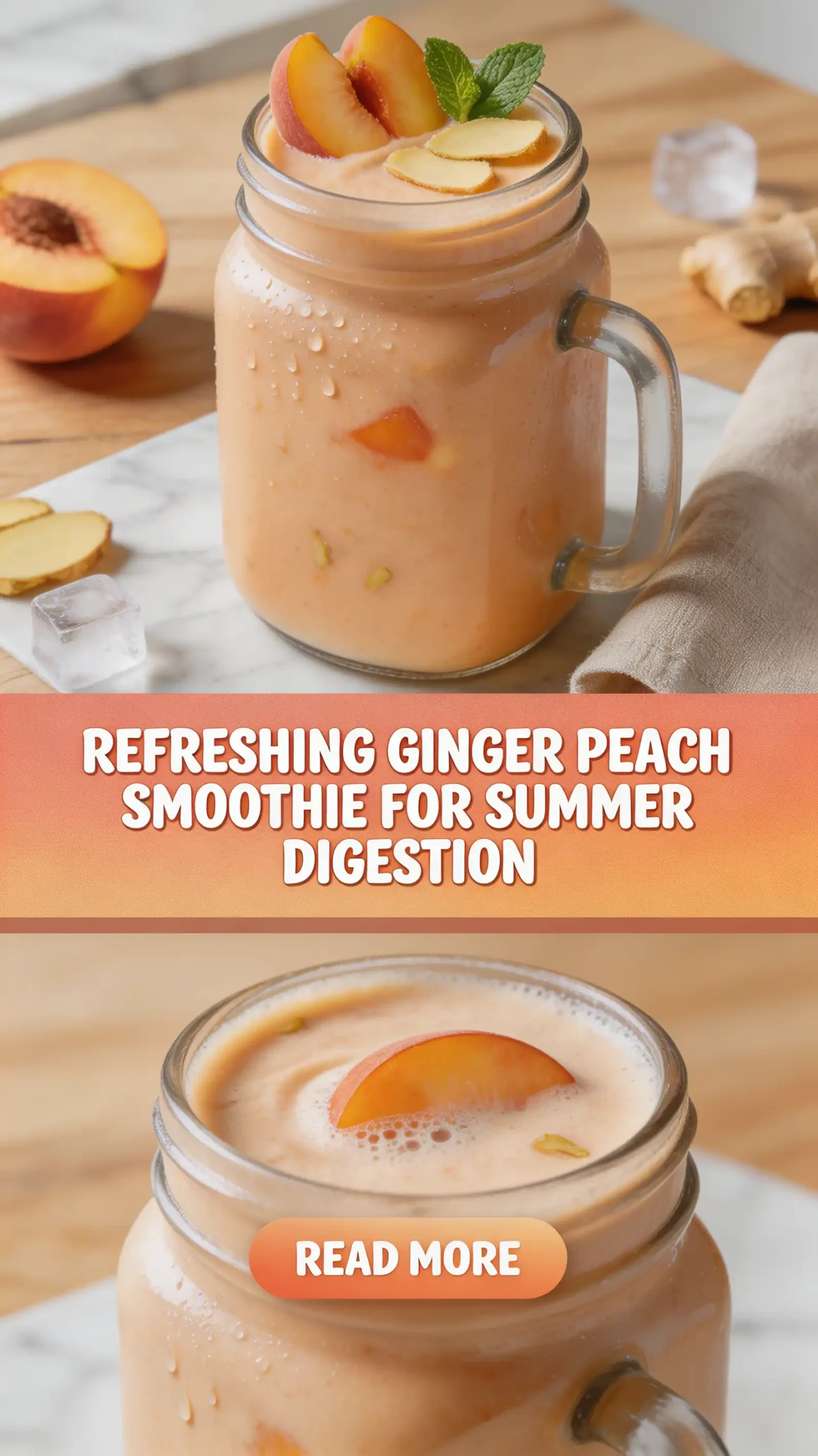 Ginger Peach Smoothie for Summer Digestion pinterest pin