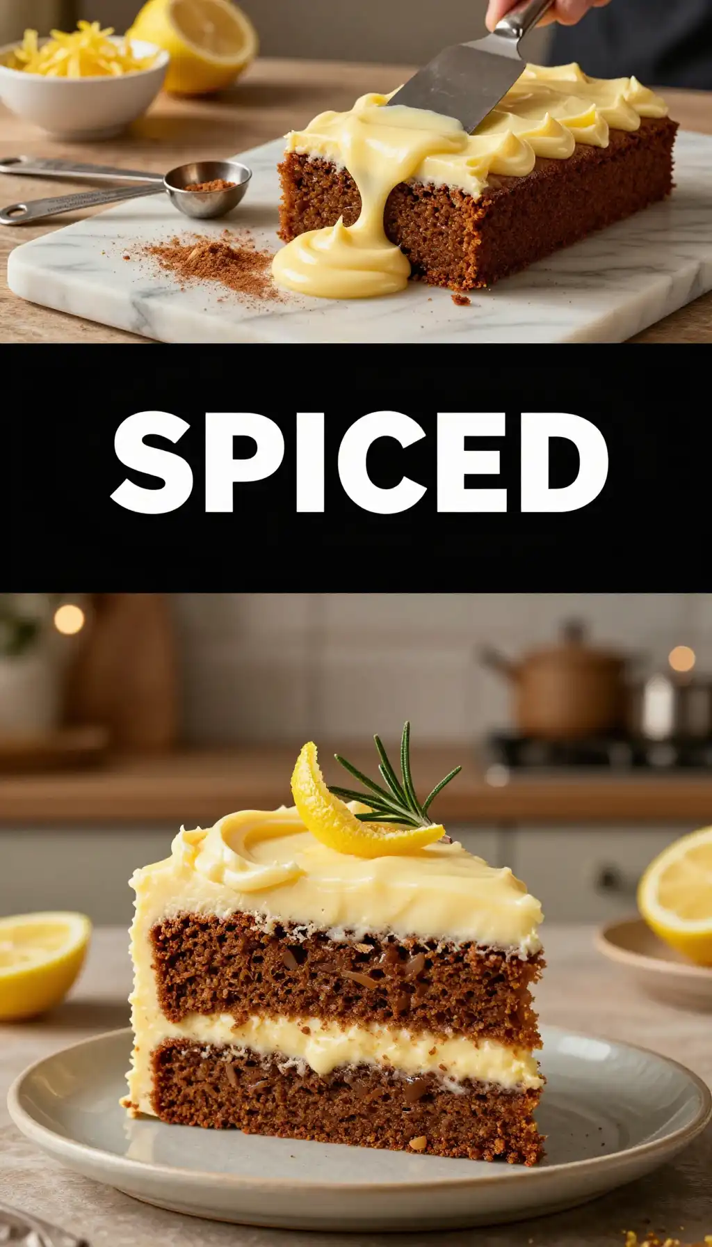 Gingerbread Layer Cake With Lemon Buttercream pinterest pin