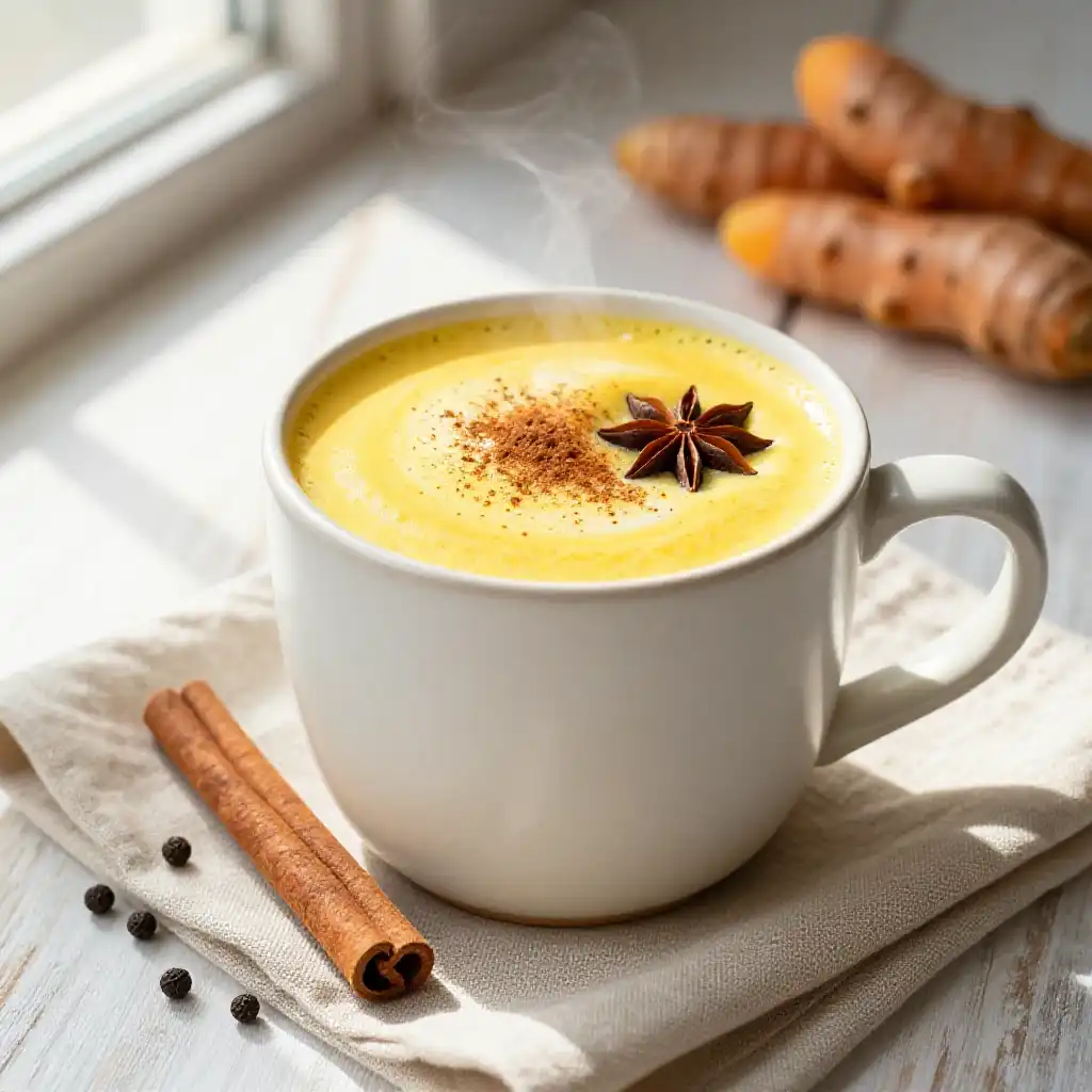 Golden Milk Turmeric Latte for Anti-Inflammatory plated dish