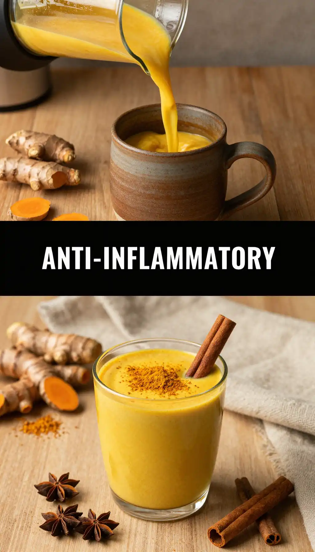 Golden Turmeric Milk Smoothie for Anti-Inflammatory Benefits pinterest pin