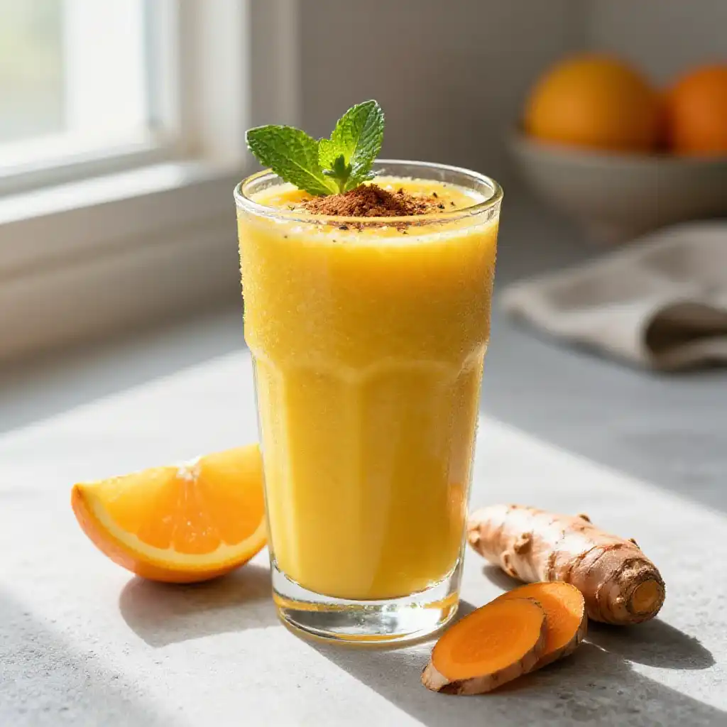 Golden Turmeric Smoothie for Inflammation Relief plated dish