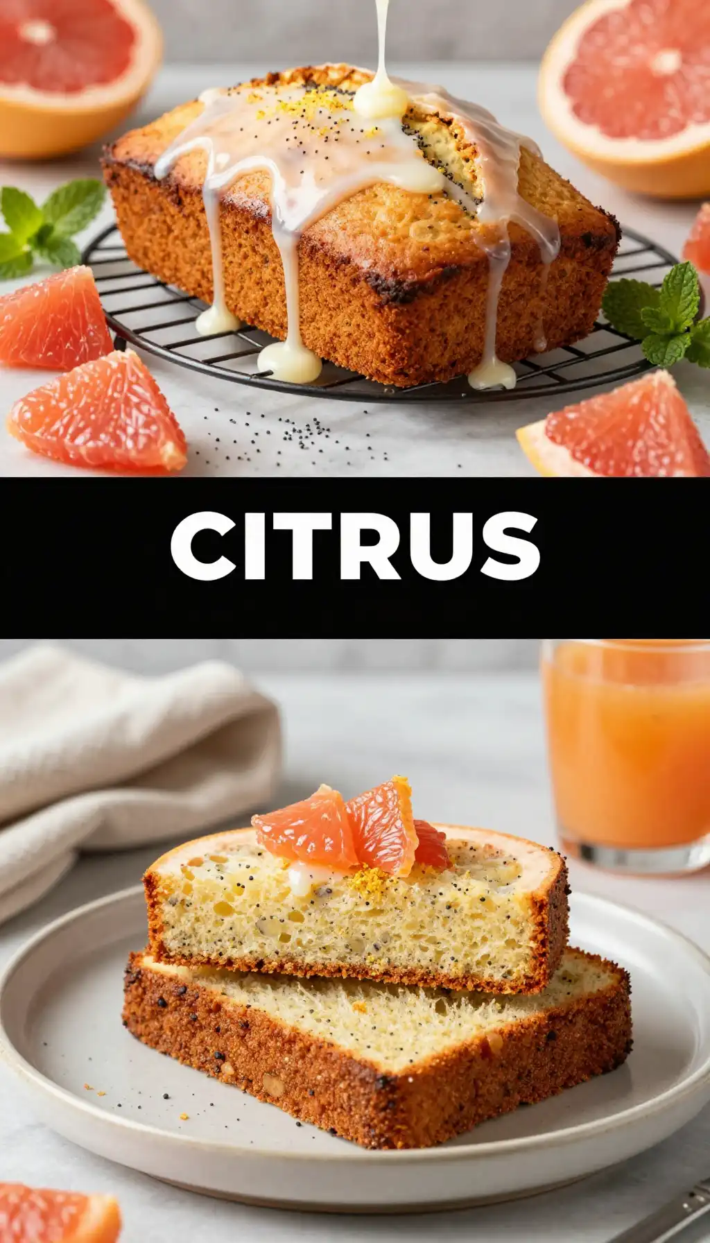 Grapefruit and Poppy Seed Sponge Cake pinterest pin
