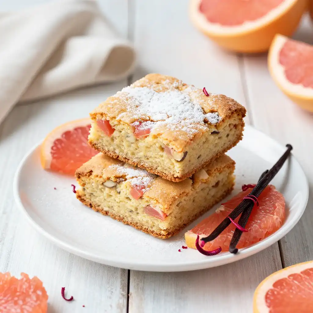 Grapefruit And Vanilla Blondies plated dish