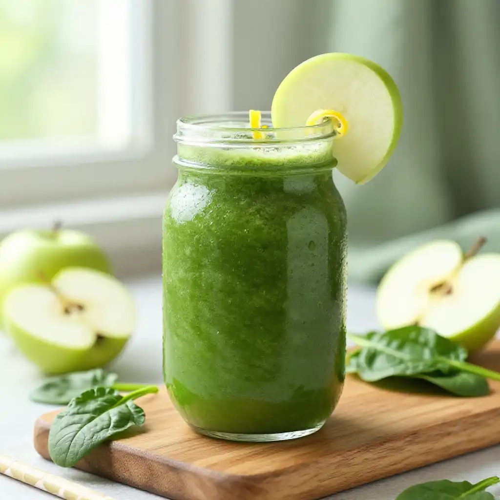 Green Apple Spinach Smoothie for Detox plated dish