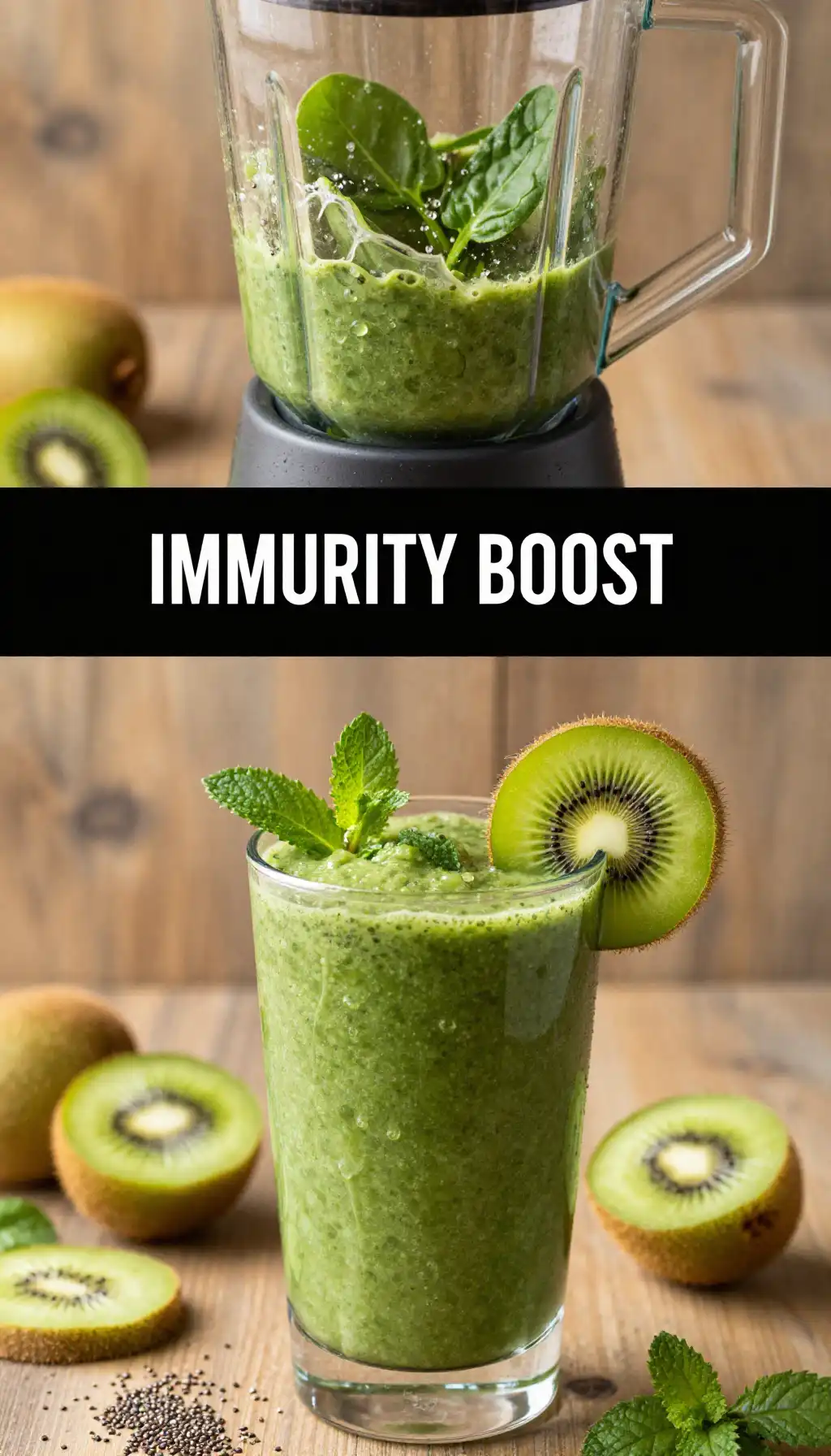 Green Kiwi Spinach Smoothie for Vitamin C Boost pinterest pin